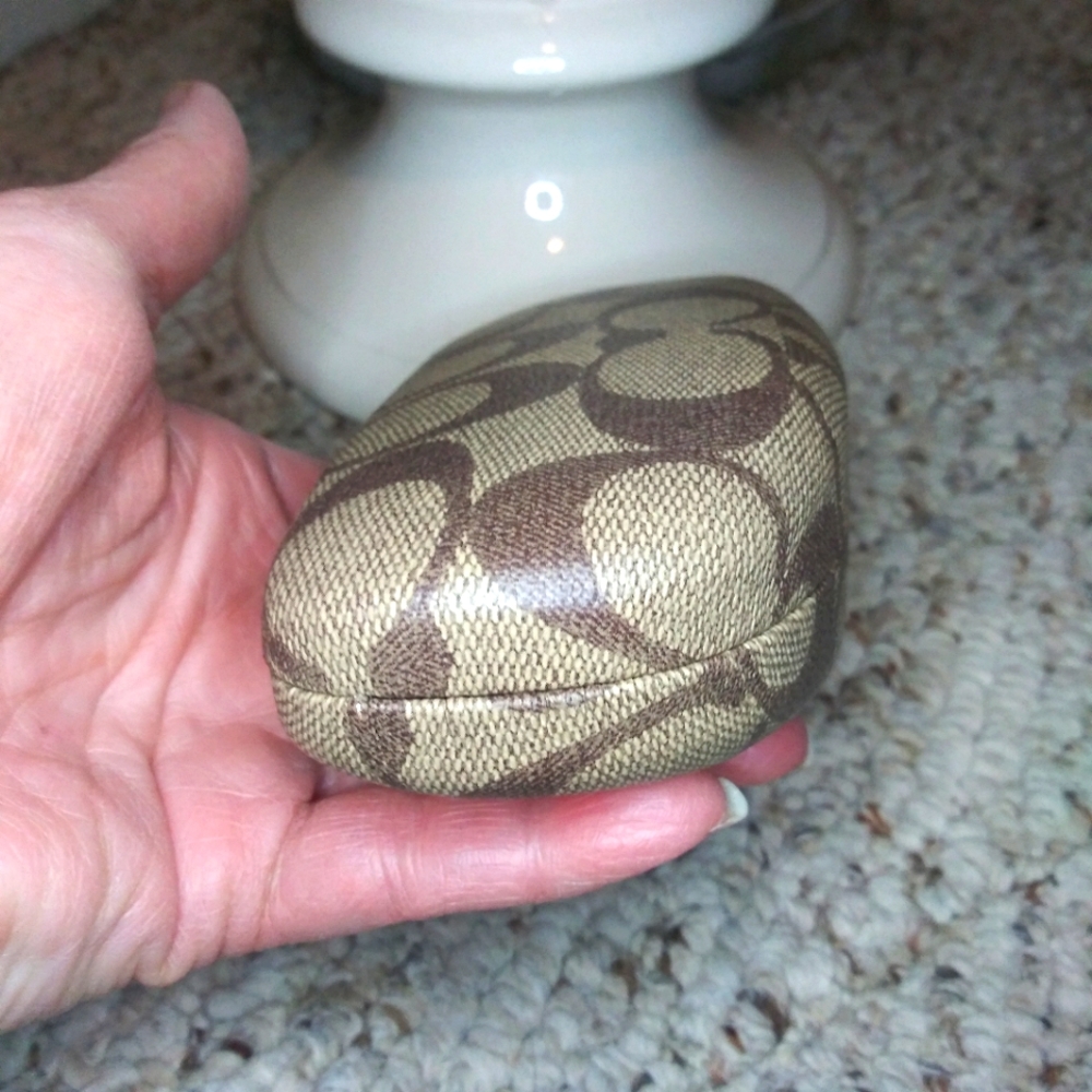 Coach Two-Tone Brown Signature Double "C" Logo Hinged Eyeglass Case - Picture 2 of 7